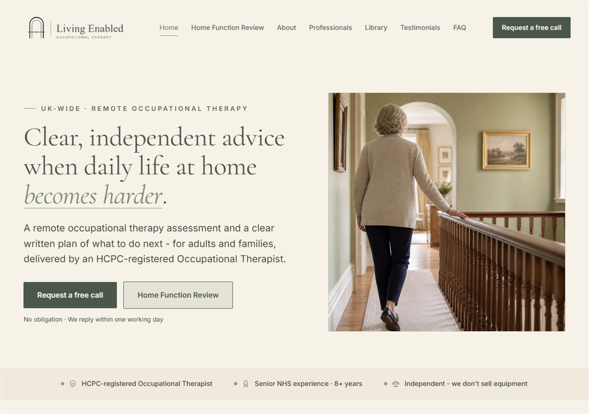 Screenshot of the live Living Enabled website